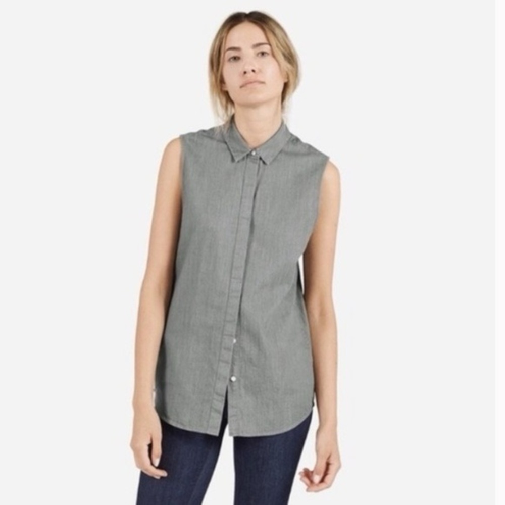 Everlane The Poplin Sleeveless Button Down Top